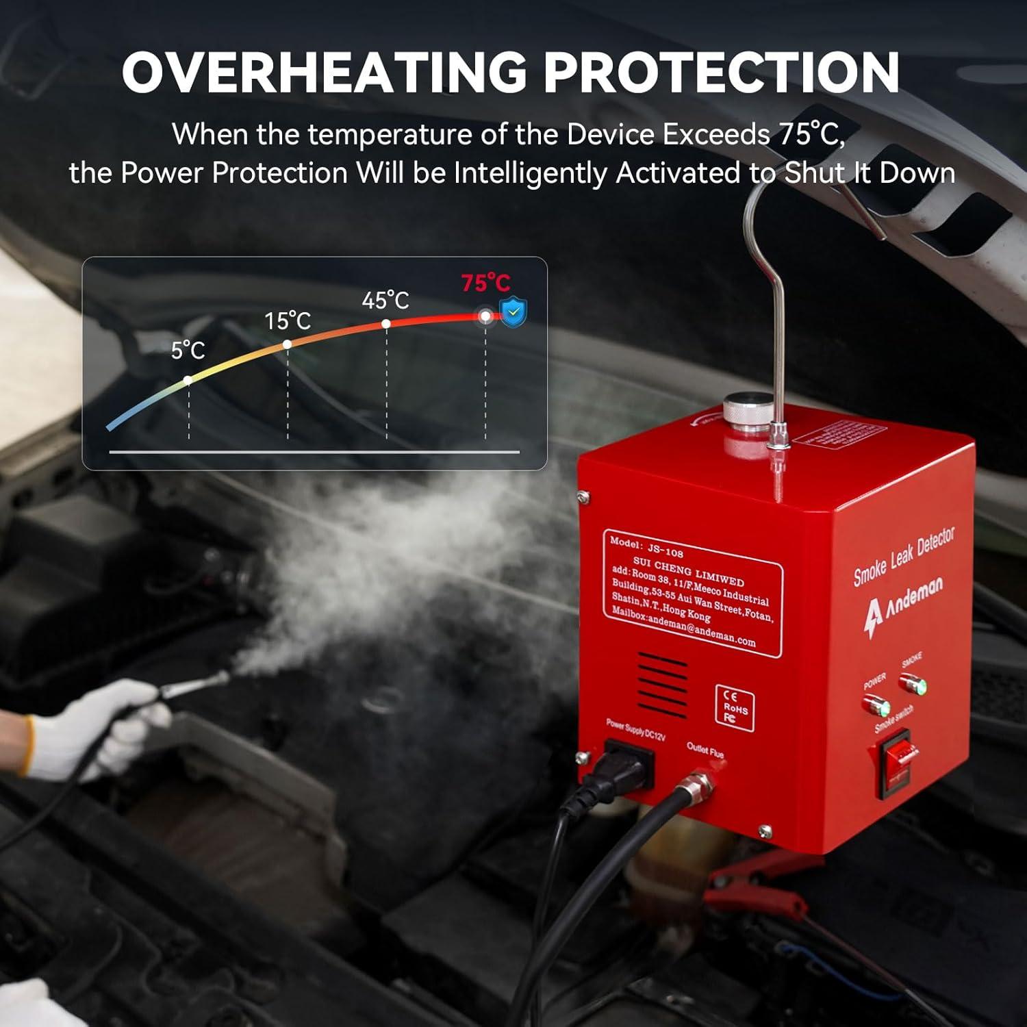 Detector de Fugas de Humo Andeman SKUK60872 12V DC Portátil