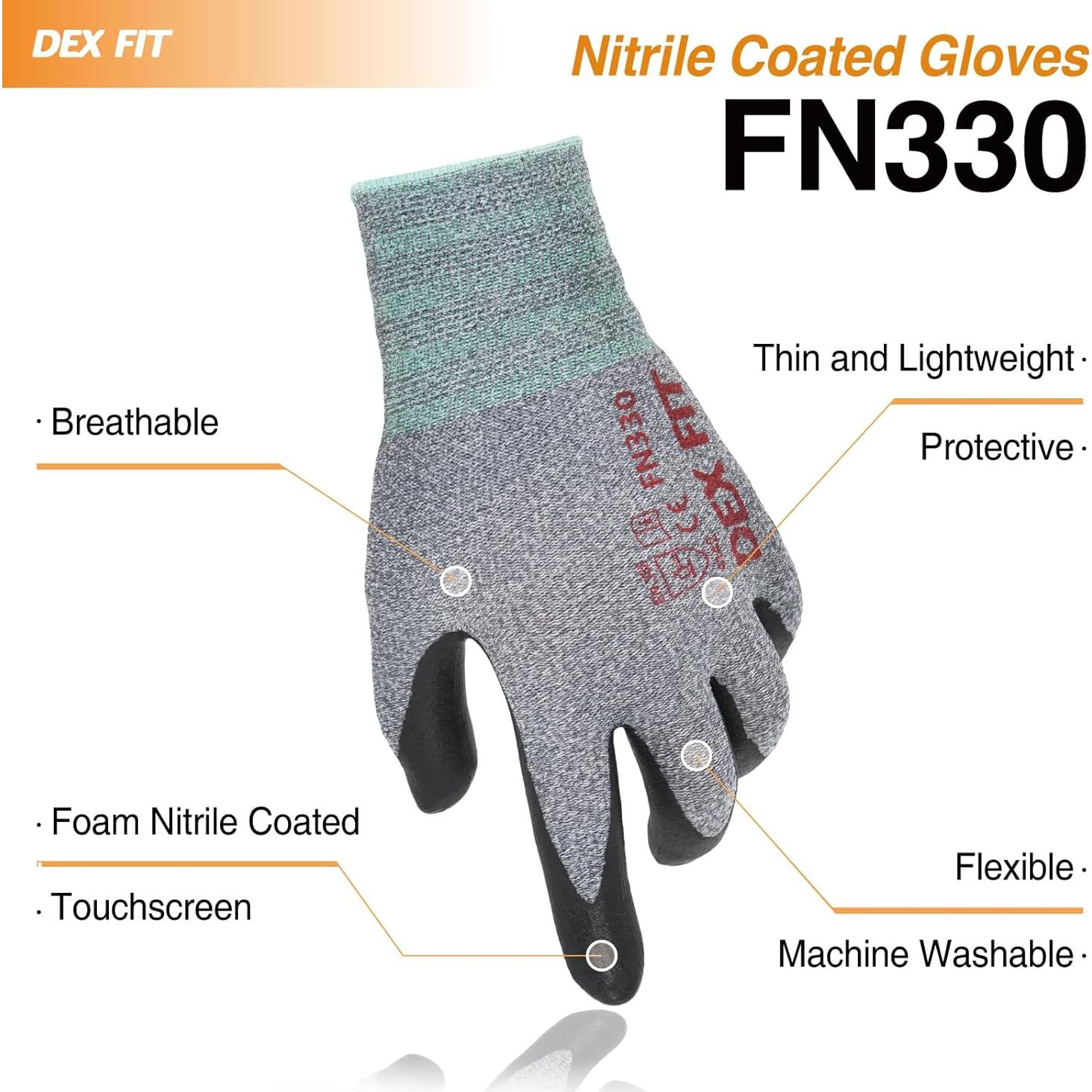 Guantes de Trabajo DEX FIT FN330 Nitrilo 3 Pares Mediano