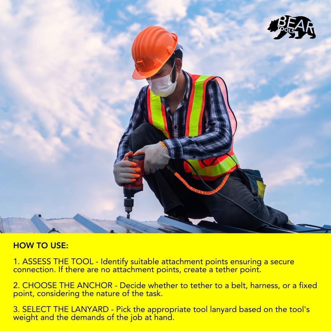 Lanyard de Seguridad BearTOOLS 80 cm Naranja Ultra-Durable