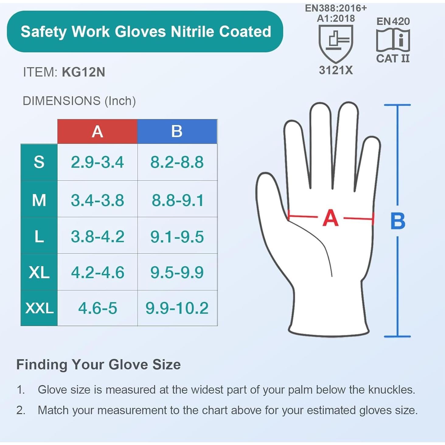 Guantes de Trabajo KAYGO KG12N Nitrilo 12 Pares T. Grande