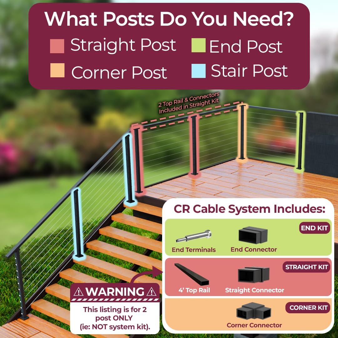 Kit Poste de Esquina 91 cm CR Home para Barandilla de Cable