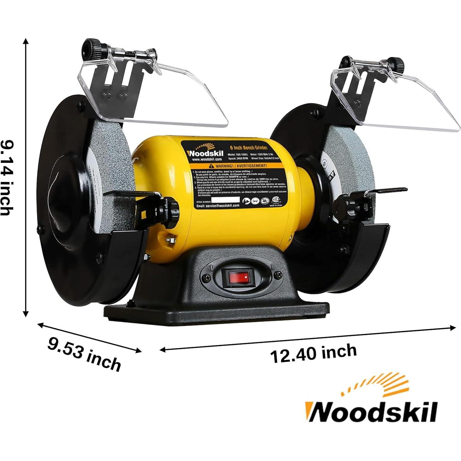 Esmeril de Banco 6" Woodskil 2.8A 0.5HP Alta Velocidad