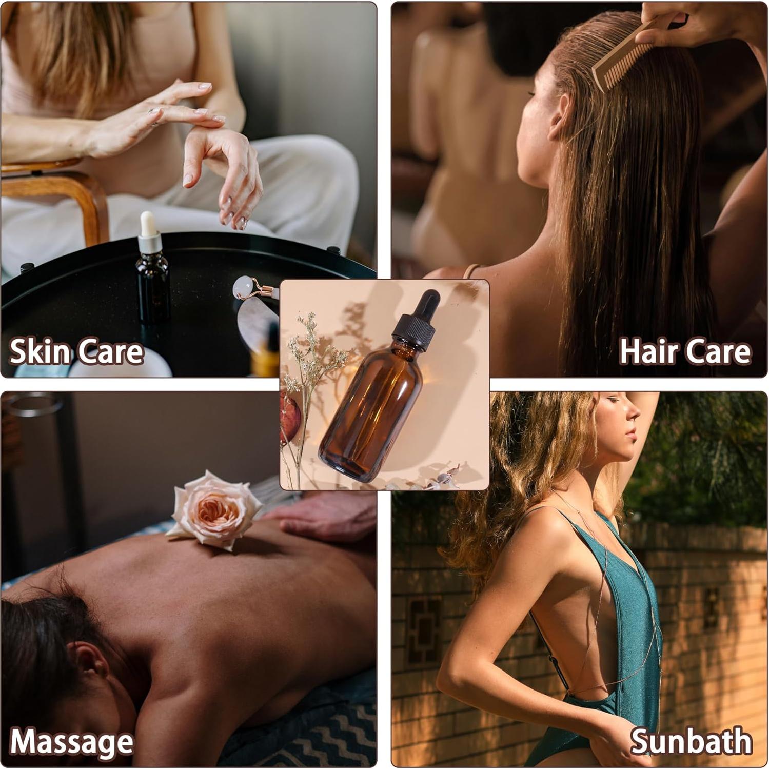 48 Botellas de Vidrio Ámbar 60 ml con Gotero y Accesorios