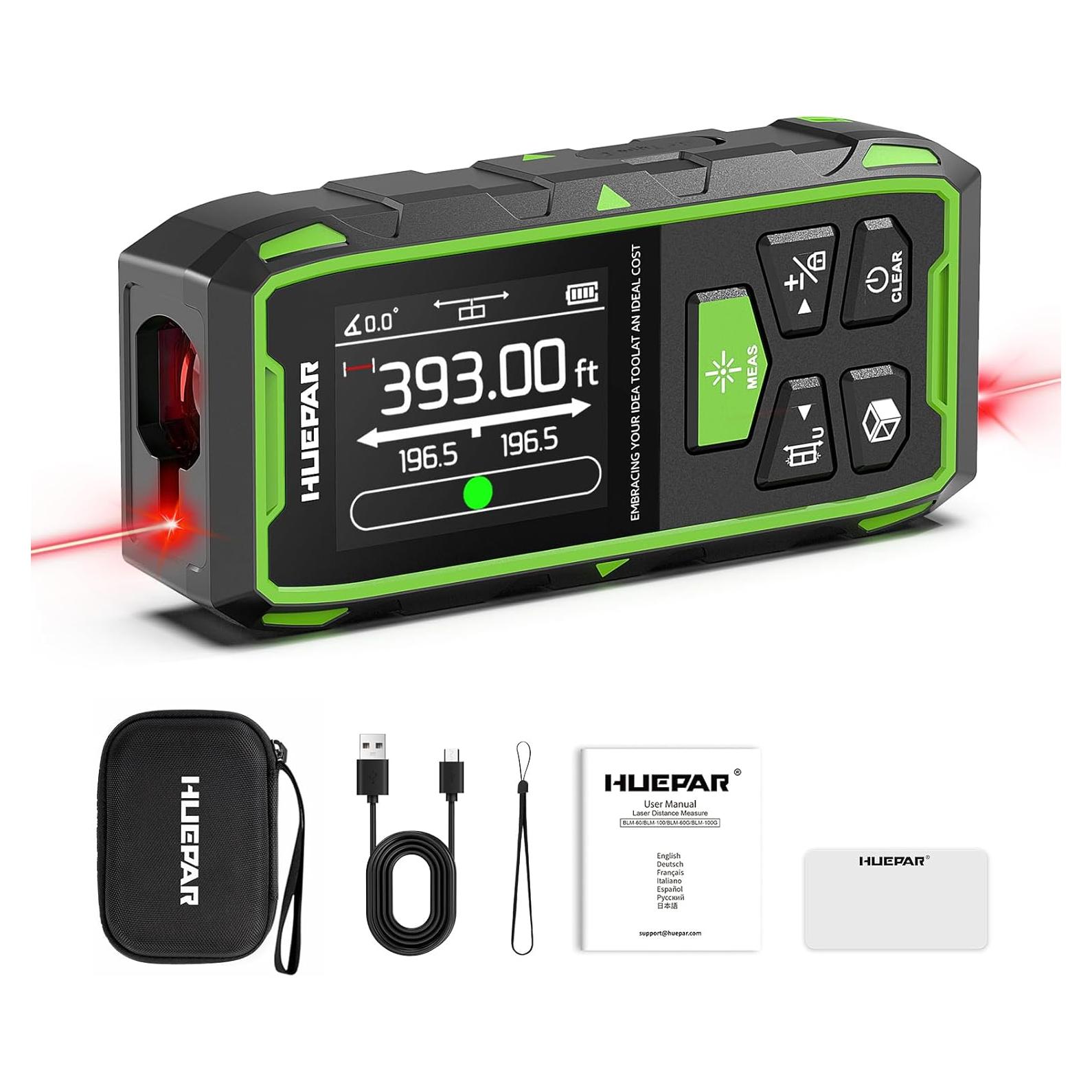 Medidor de Distancia Láser Doble Huepar 120M Recargable