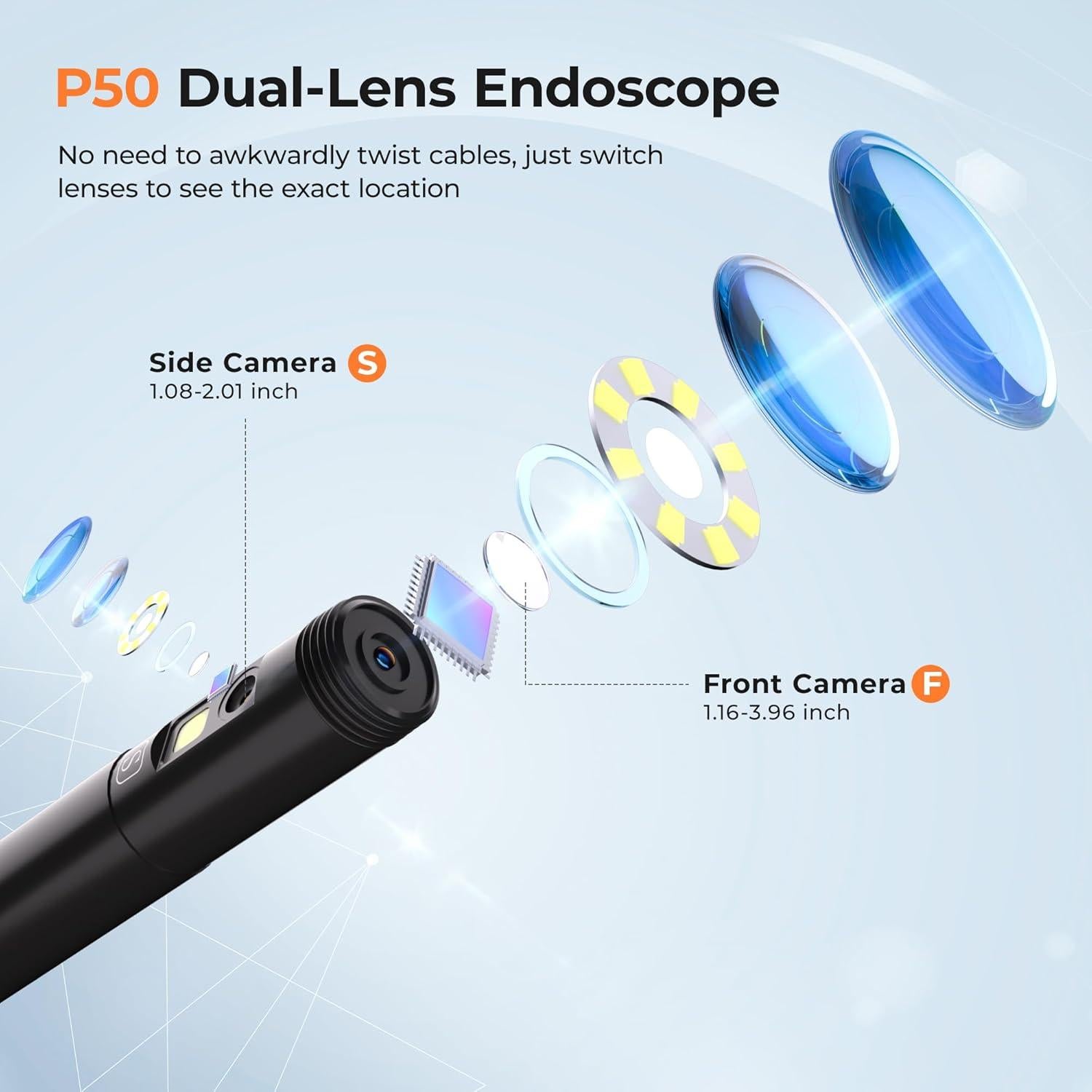 Cámara Endoscópica Doble Lente ADvancore 1080P IP68 5.03m