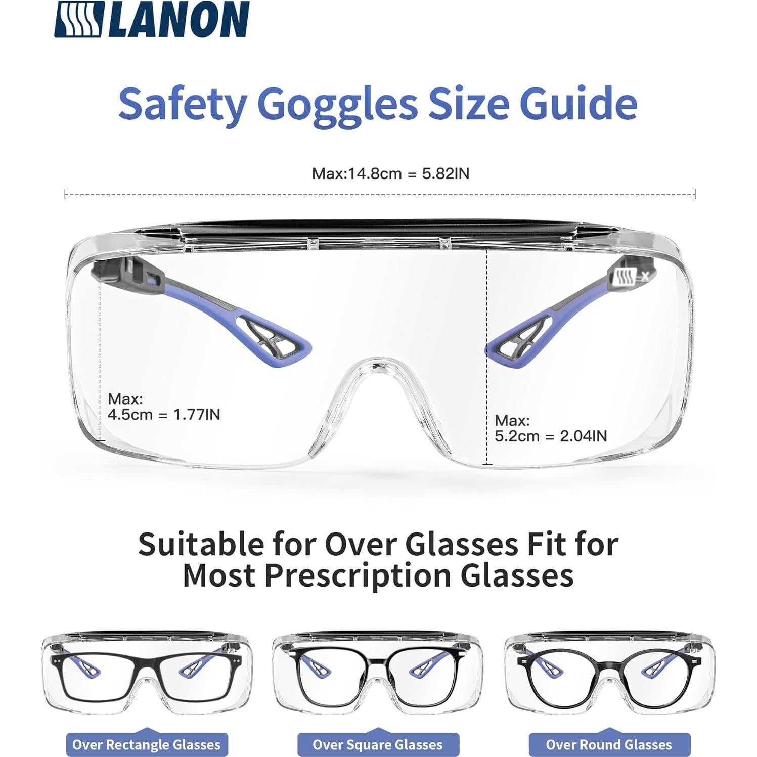 Gafas de Seguridad LANON Anti-Niebla UV Ajustables 14.73 cm