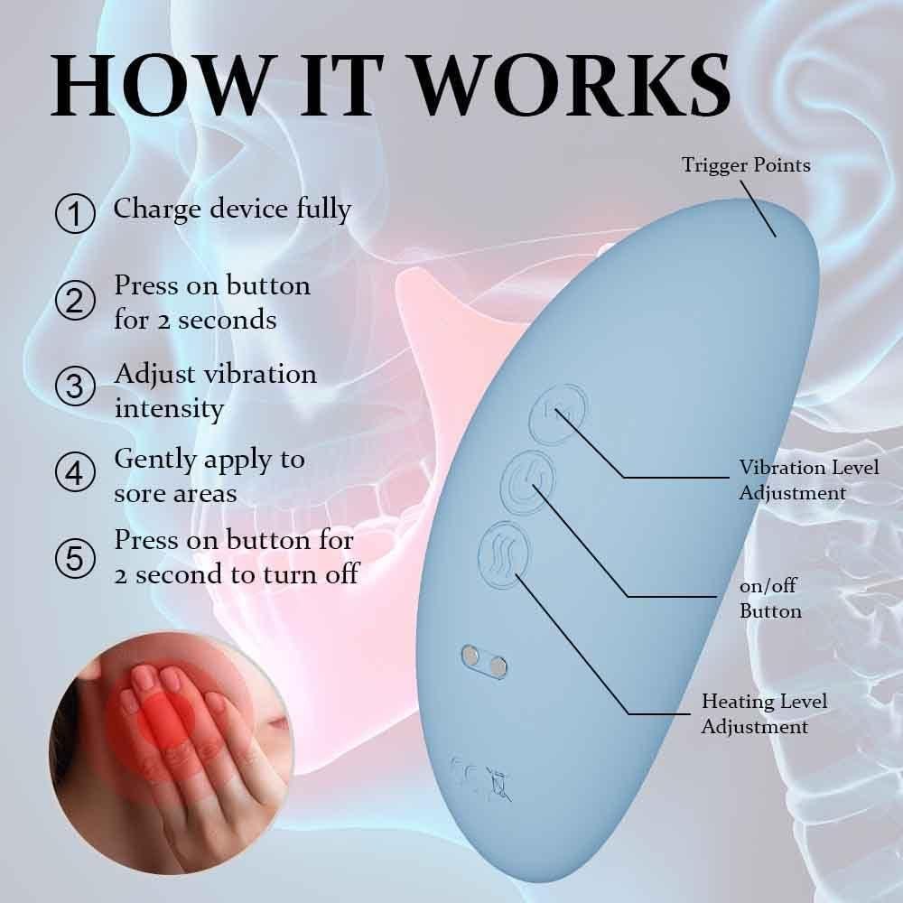 Masajeador Ergonómico de Alivio TMJ Rozonii - Calor y Vibración