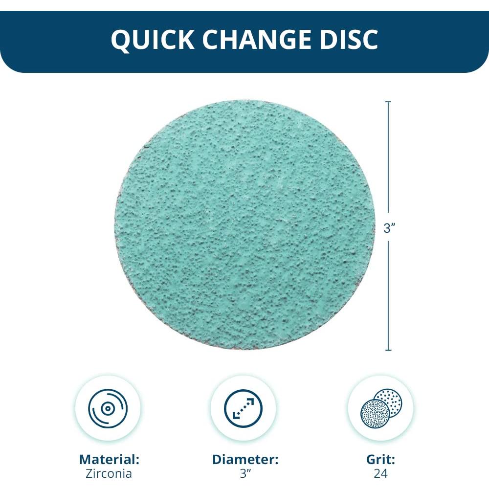 Discos de Lijado 3" Zirconia Verde Benchmark Abrasives - 24 Grano, Paquete de 25