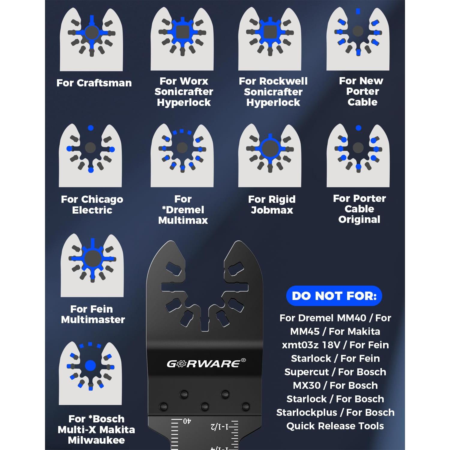 Hojas de Herramienta Oscilante GORWARE 100PCS para Madera y Plástico