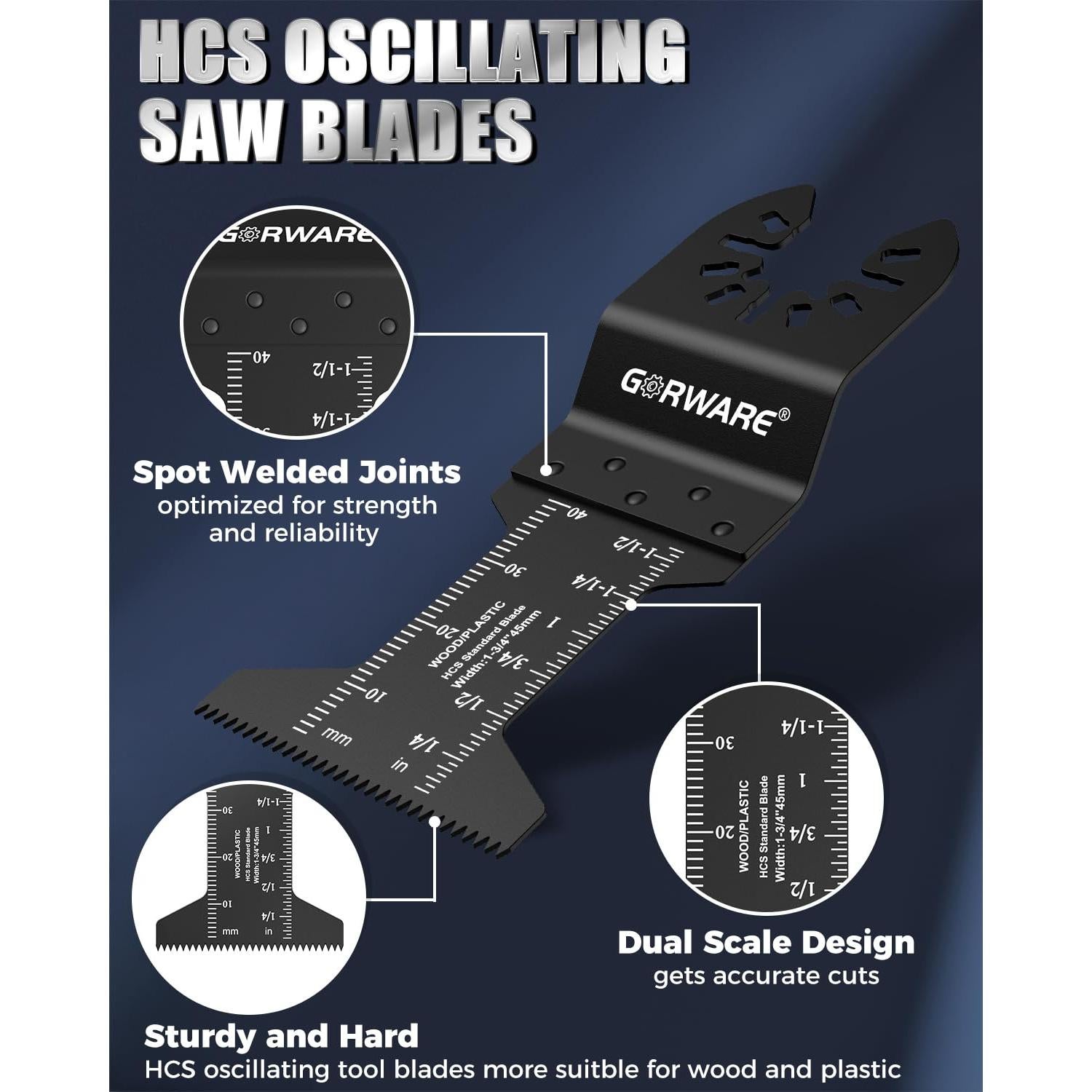 Hojas de Herramienta Oscilante GORWARE 100PCS para Madera y Plástico