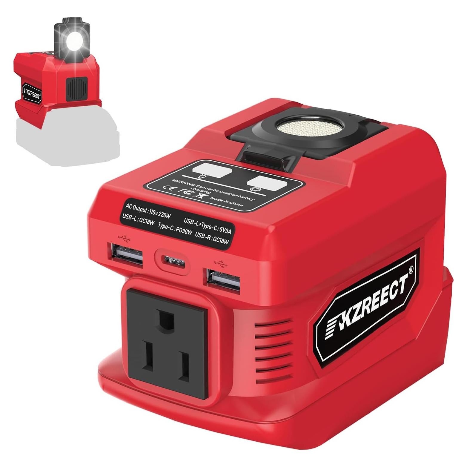 Inversor de Potencia 220W Kzreect DC 18V a AC 110V con USB