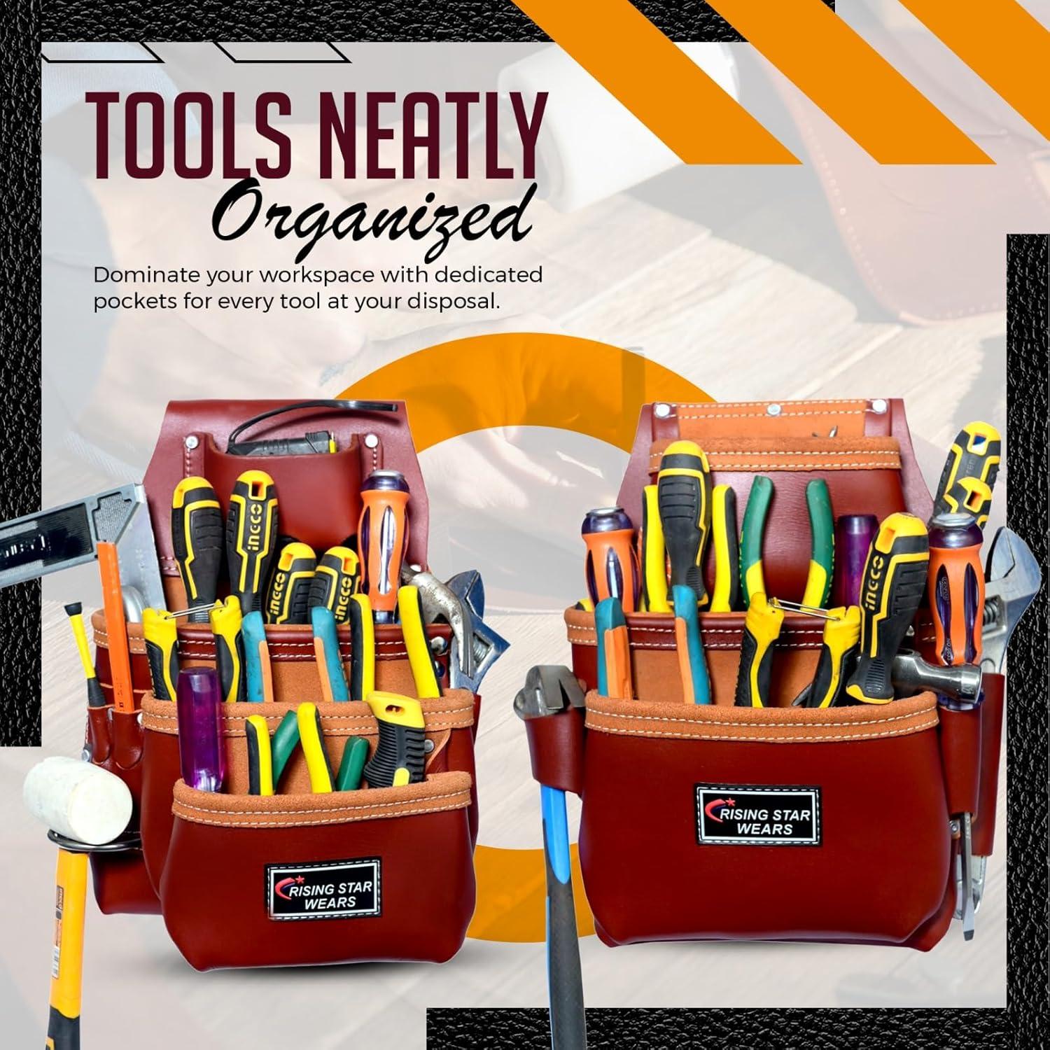 Cinturón de Herramientas de Cuero Rising Star 18 Bolsillos
