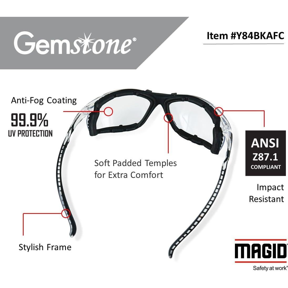 Gafas de Seguridad MAGID Gemstone Onyx con Forro de Espuma