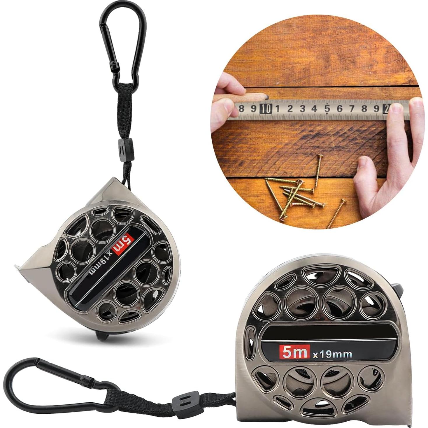 Cinta Métrica Tookie 5m Auto Bloqueo Acero Inoxidable Plata