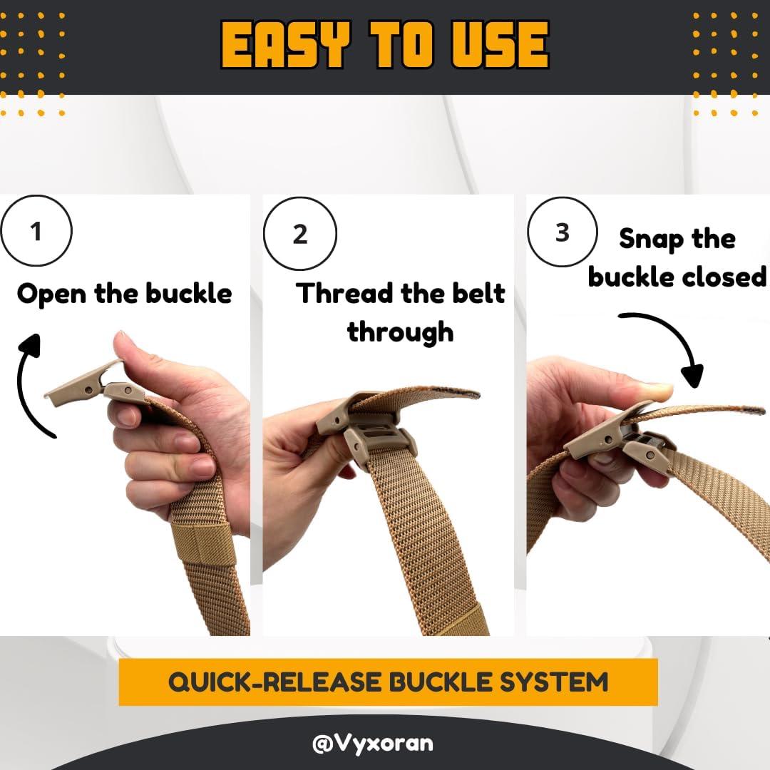 Cinturón Táctico Militar Vyxoran Nylon Ajustable 119 cm Negro