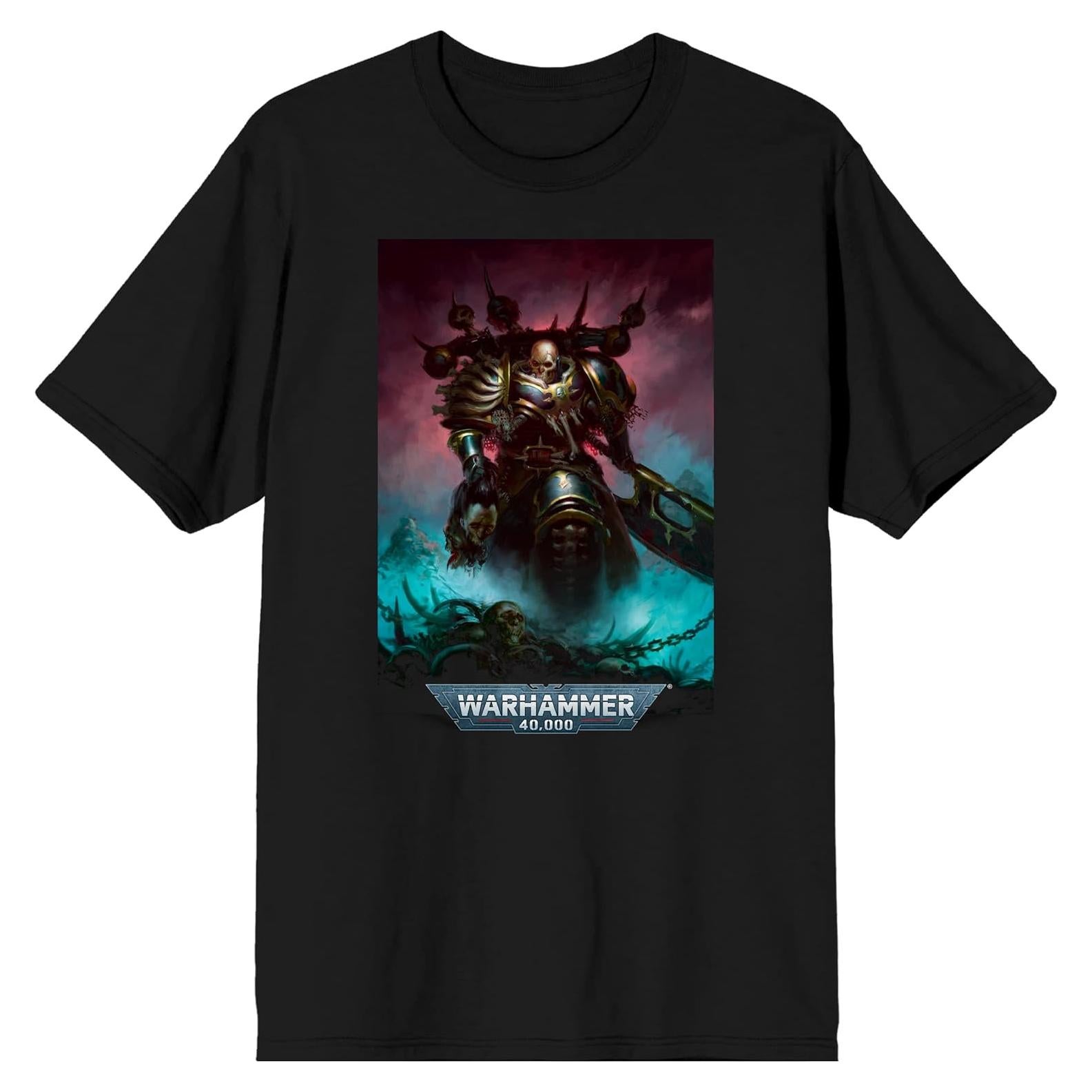Camiseta Gráfica Negra Warhammer 40000 Guerreros del Caos Hombre