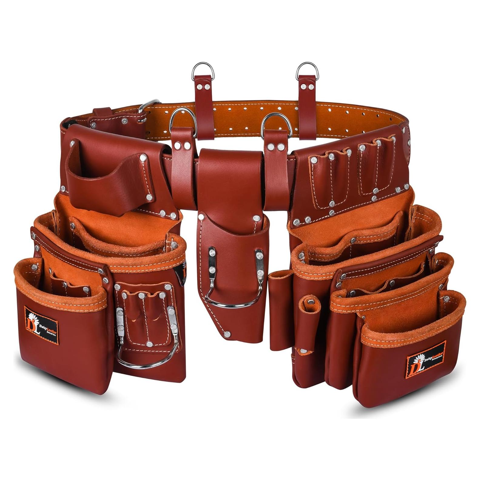 Cinturón de herramientas Daisy Leather PRO DL-101, cuero 25 bolsillos