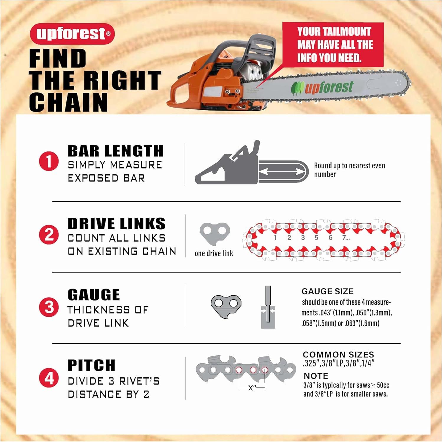 Cadena de sierra de poste 8" 3PC para Kobalt y Sun Joe