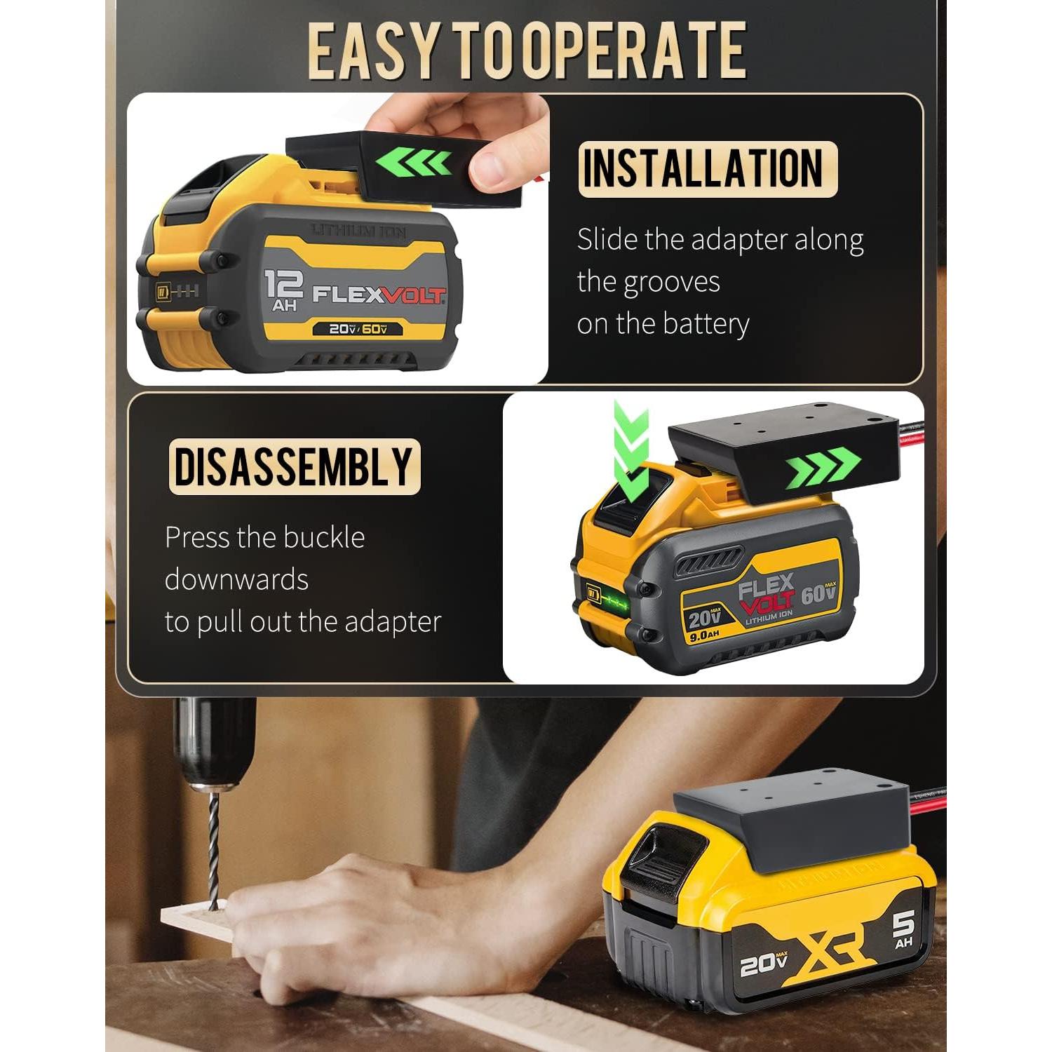 Convertidor de Voltaje 20V a 12V Vibit 180W para Baterías Dewalt