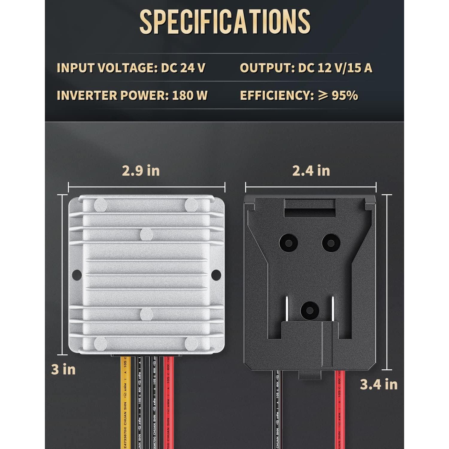 Convertidor de Voltaje 20V a 12V Vibit 180W para Baterías Dewalt