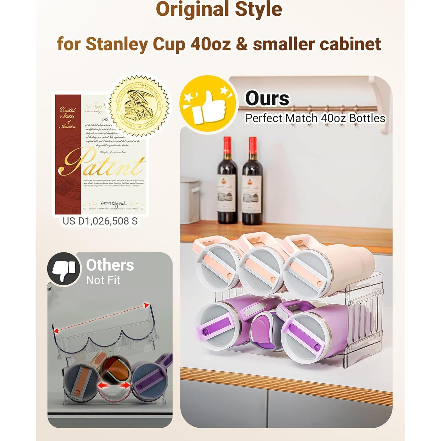 Organizador de Botellas de Agua Gracenal 6 Botellas 40 oz Transparente