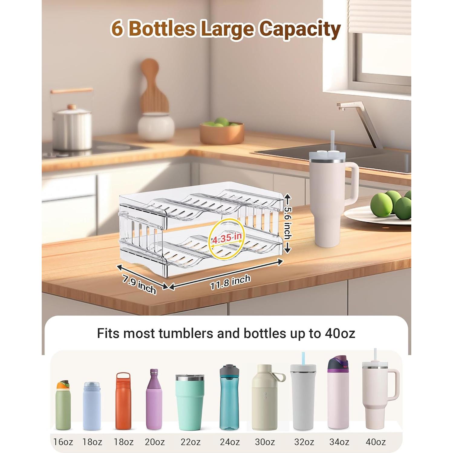 Organizador de Botellas de Agua Gracenal 6 Botellas 40 oz Transparente