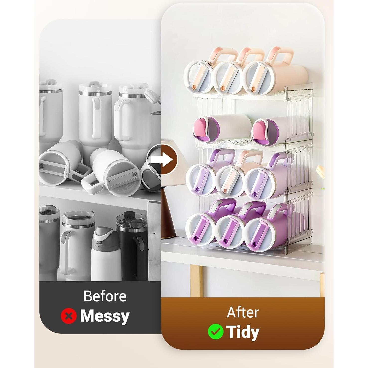 Organizador de Botellas de Agua Gracenal 6 Botellas 40 oz Transparente