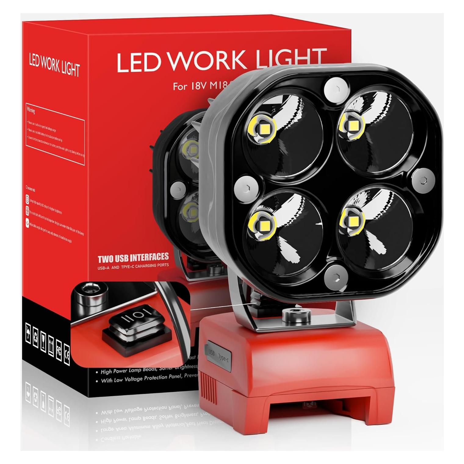 Luz de Trabajo LED Milwaukee M18 1800LM Portátil USB Tipo-C