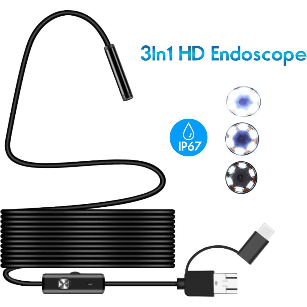 Cámara de Endoscopio MEIBAOGE 1 Metro LED Ajustable IP67