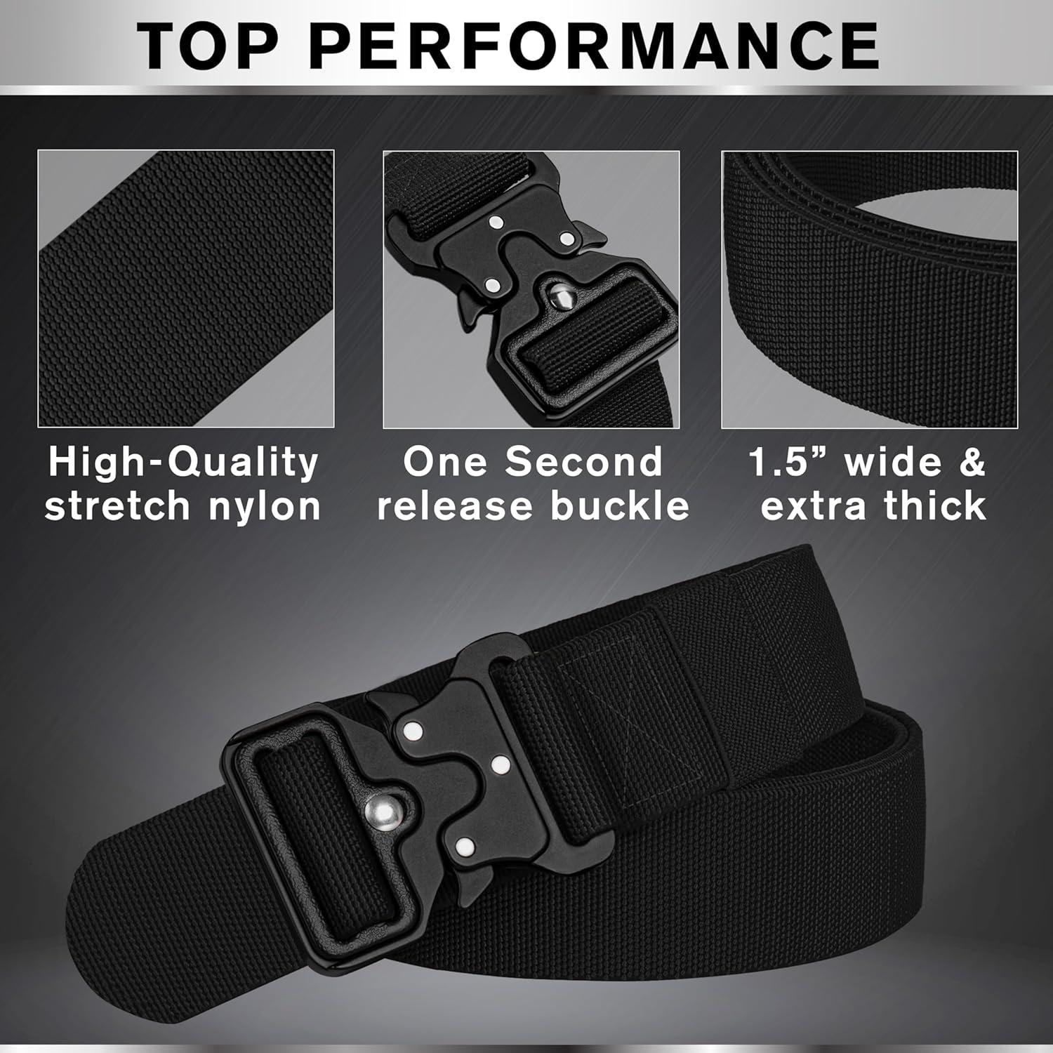 Cinturón Táctico TECEUM - Negro - Mediano 91-107 cm