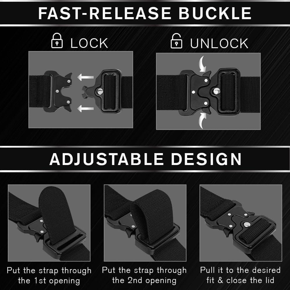 Cinturón Táctico TECEUM - Negro - Mediano 91-107 cm
