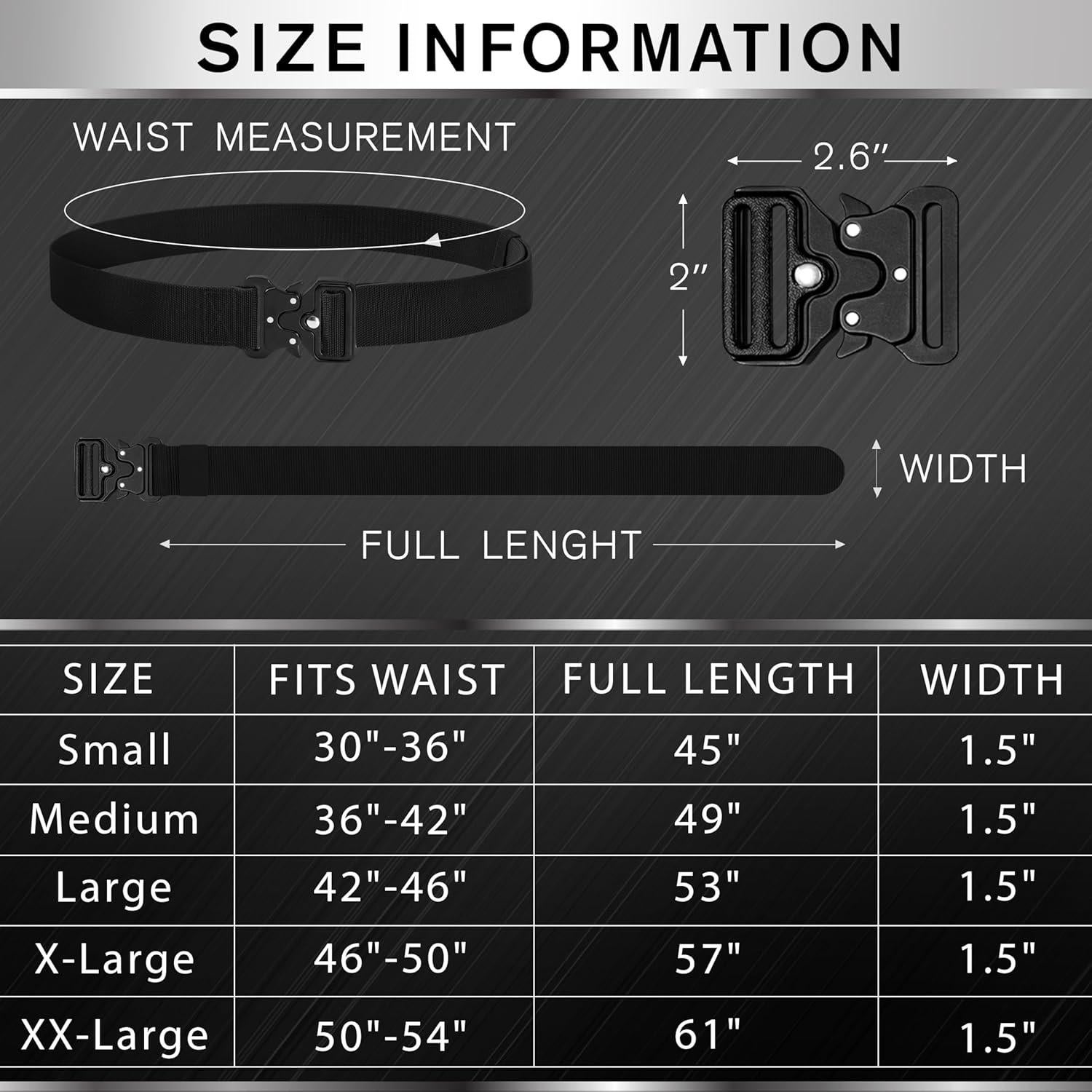 Cinturón Táctico TECEUM - Negro - Mediano 91-107 cm