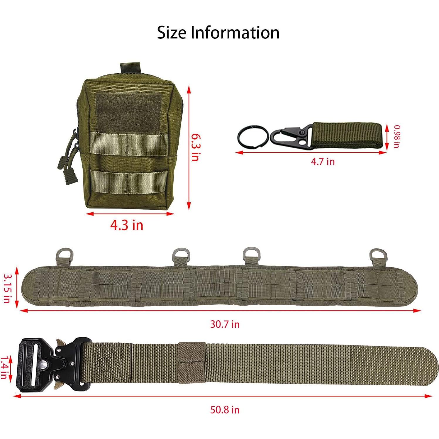 Cinturón Táctico Ratulie Ajustable Verde Militar 78.74 cm