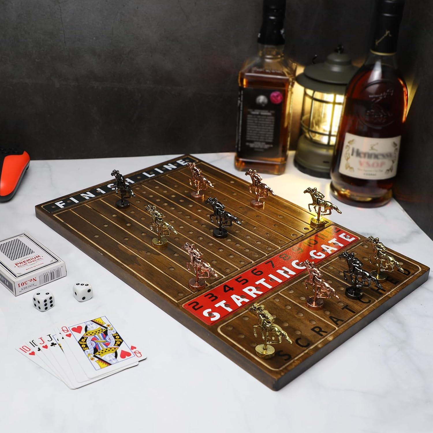 Juego de Mesa de Carreras de Caballos HOROW - Madera y Metal