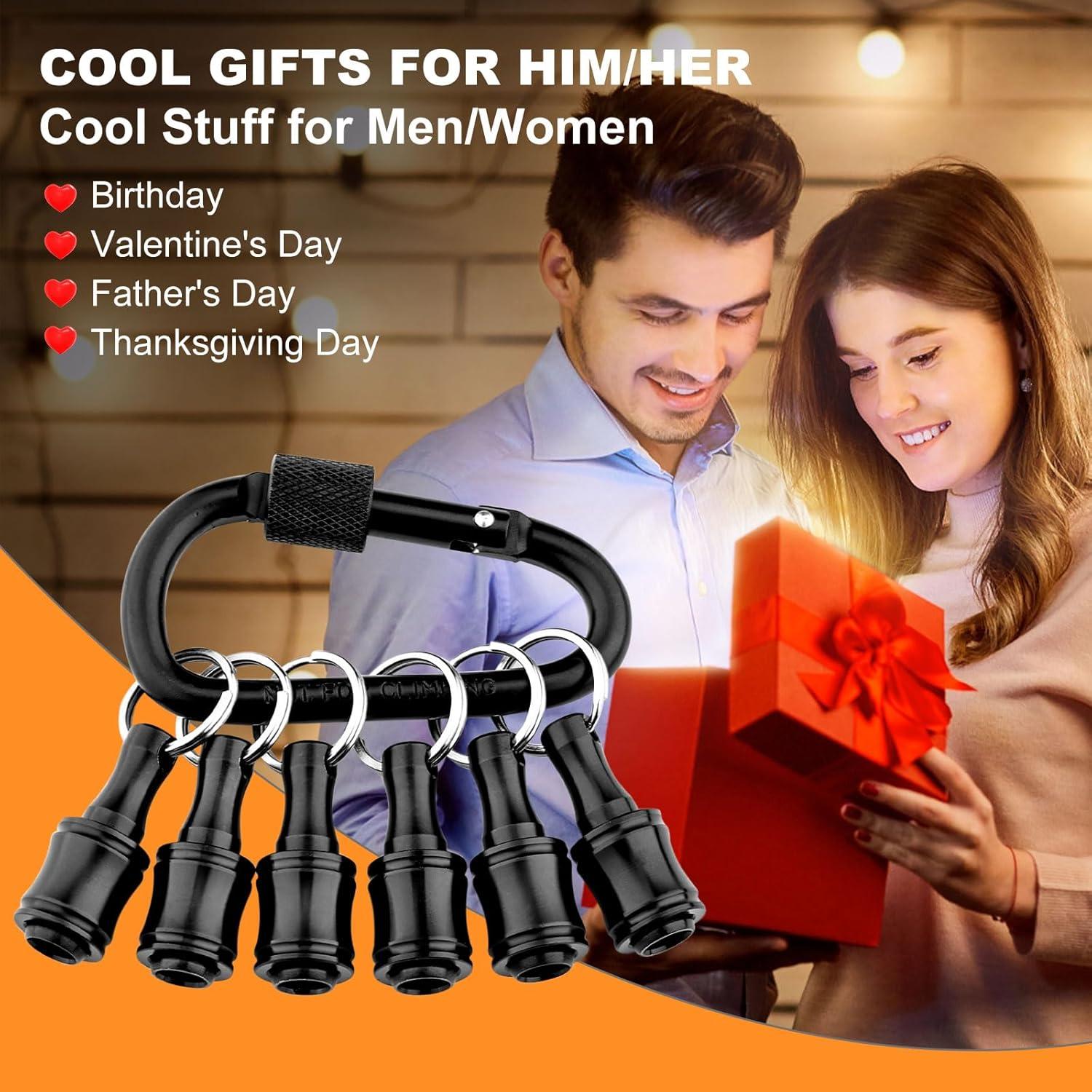 Valkynos 6 Pcs Drill Bit Holder Mens Gifts, 1/4 Bit Holder Key Chain, Impact Bit Holder, Quick Release Bit Organizer Cool Gadgets for Nut Driver Screwdriver&Drill Bits w/Key Chain Carabiner