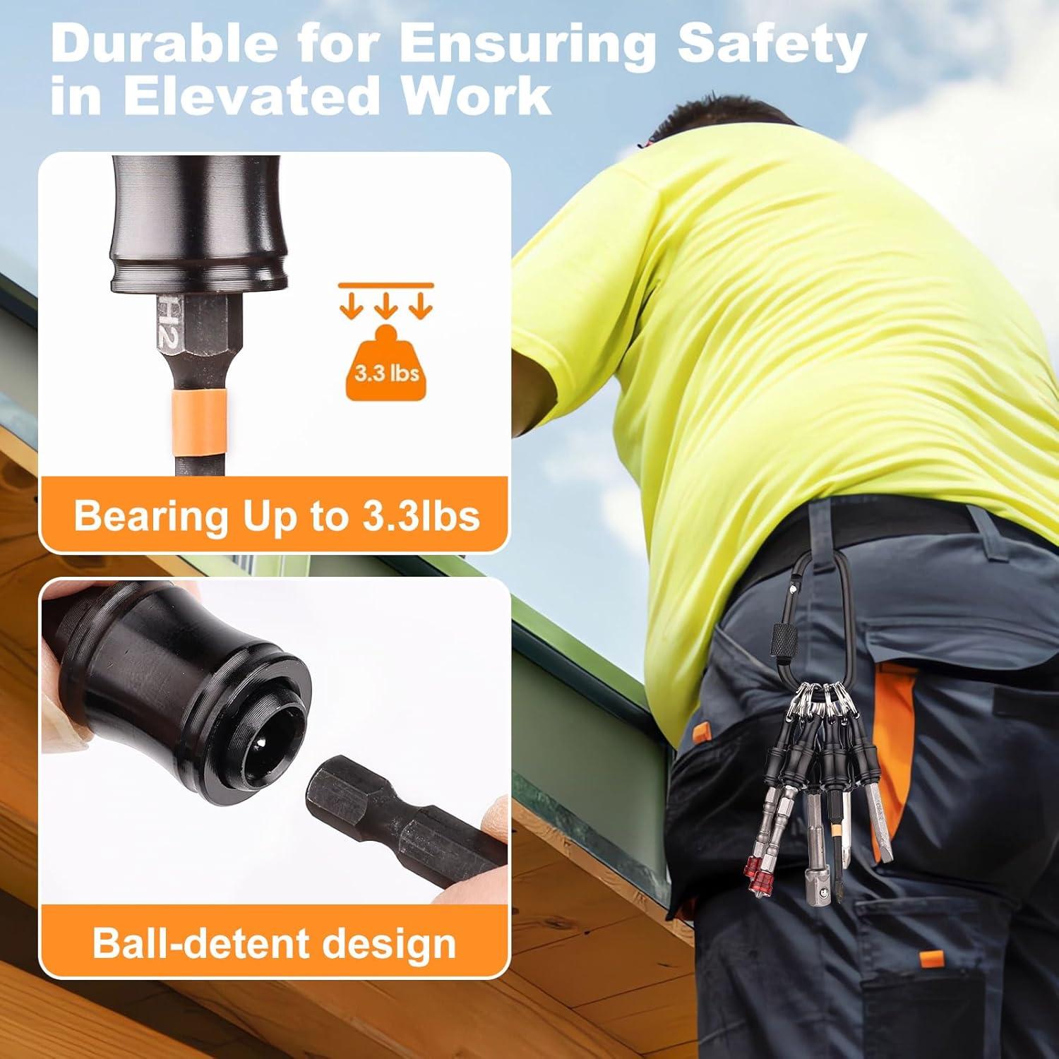 Valkynos 6 Pcs Drill Bit Holder Mens Gifts, 1/4 Bit Holder Key Chain, Impact Bit Holder, Quick Release Bit Organizer Cool Gadgets for Nut Driver Screwdriver&Drill Bits w/Key Chain Carabiner