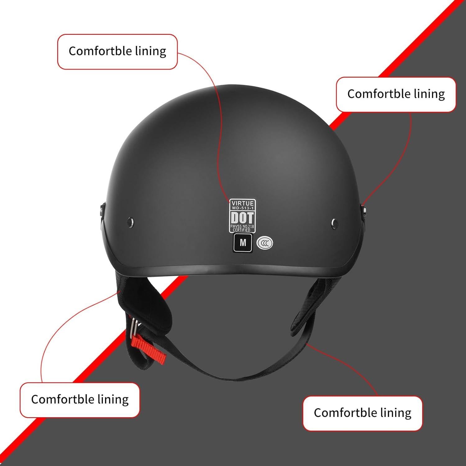 Casco de Motocicleta Kdlkxjzw Retro Negro Mate con Visera Solar