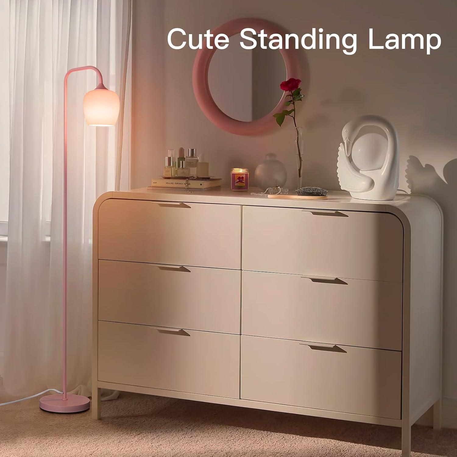 Lámpara de Pie Rosa ONEWISH - Moderna 165 cm LED Incluida