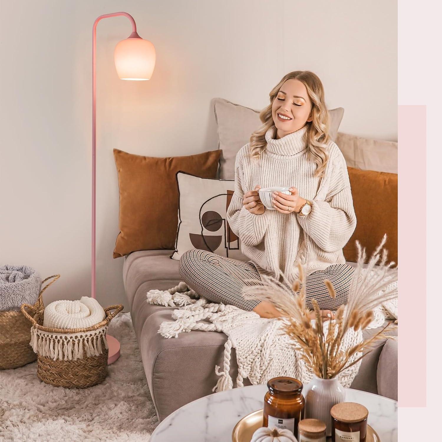 Lámpara de Pie Rosa ONEWISH - Moderna 165 cm LED Incluida