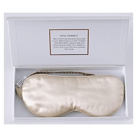 ZIMASILK Máscara de Sueño de Seda 22 Momme Ajustable Beige