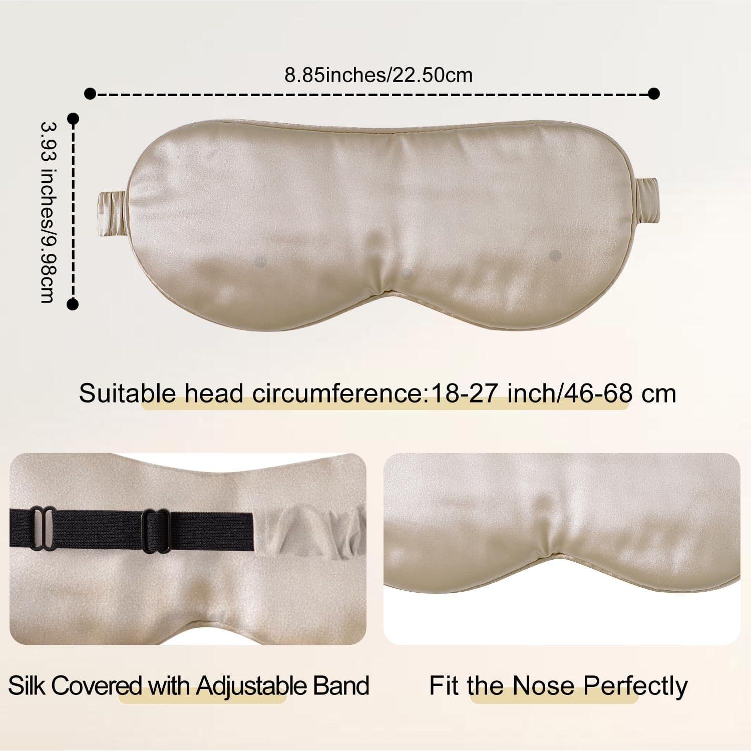 ZIMASILK Máscara de Sueño de Seda 22 Momme Ajustable Beige