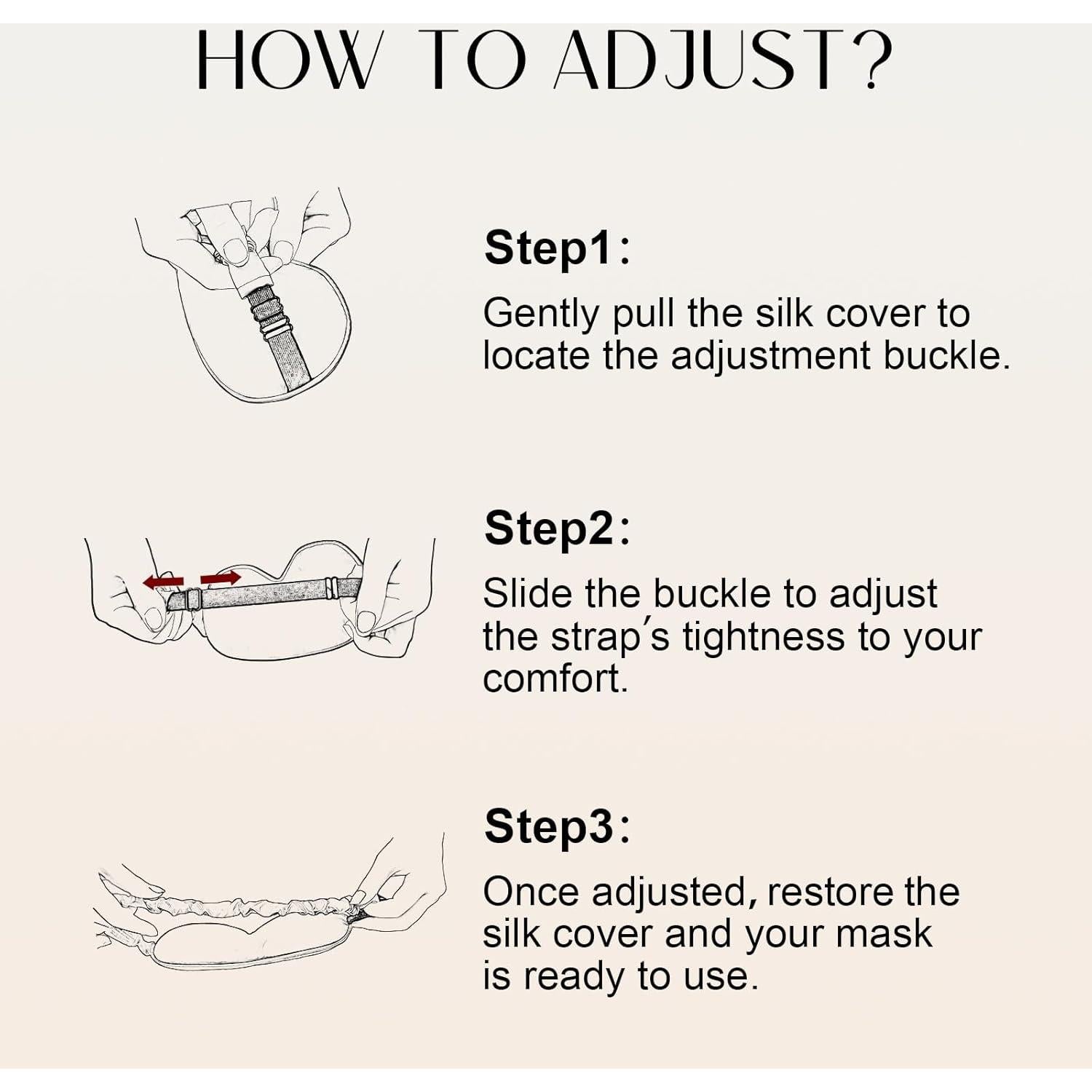 ZIMASILK Máscara de Sueño de Seda 22 Momme Ajustable Beige