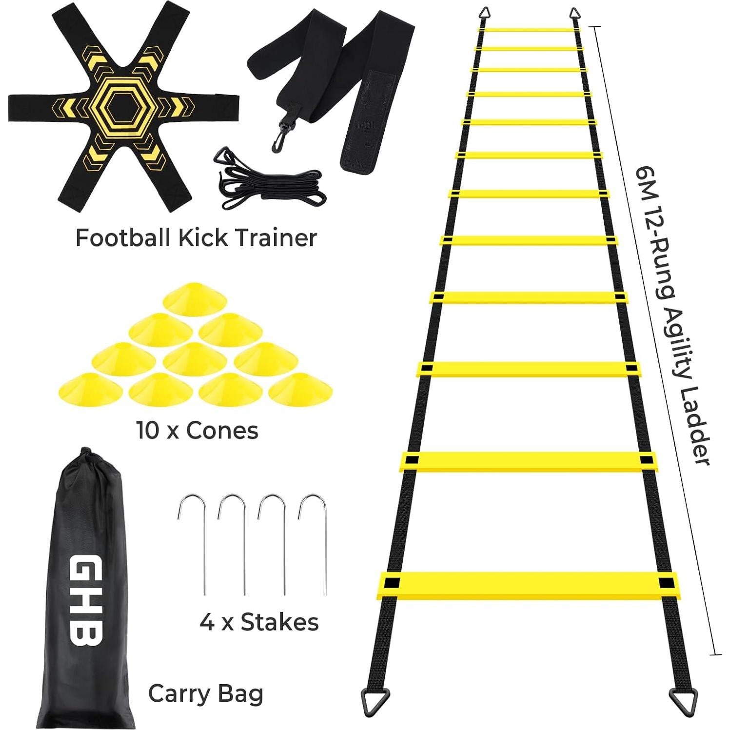 Escalera de Agilidad GHB Pro 6m 12 Peldaños y Conos