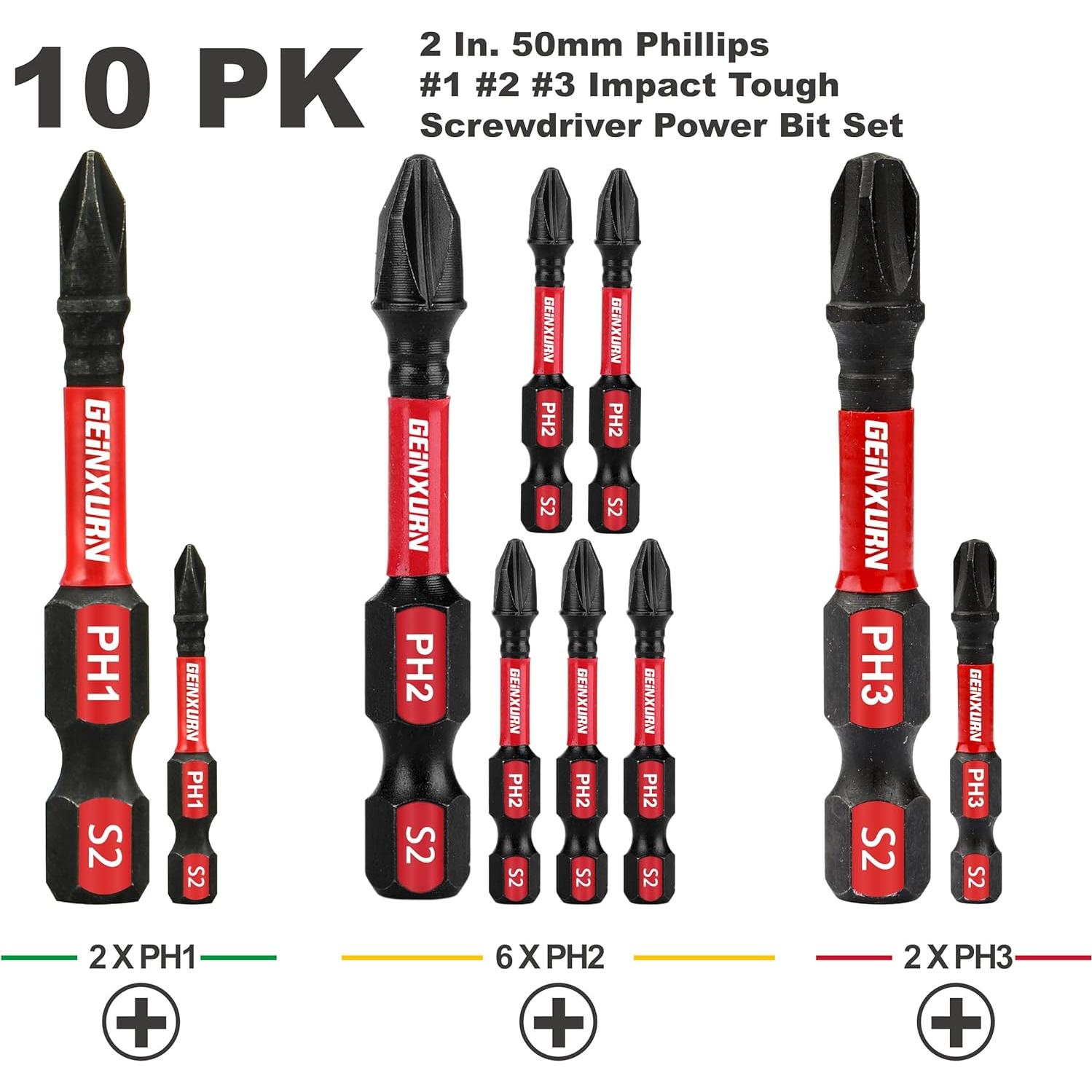 Juego de Puntas de Destornillador Magnéticas GEINXURN 10 Piezas