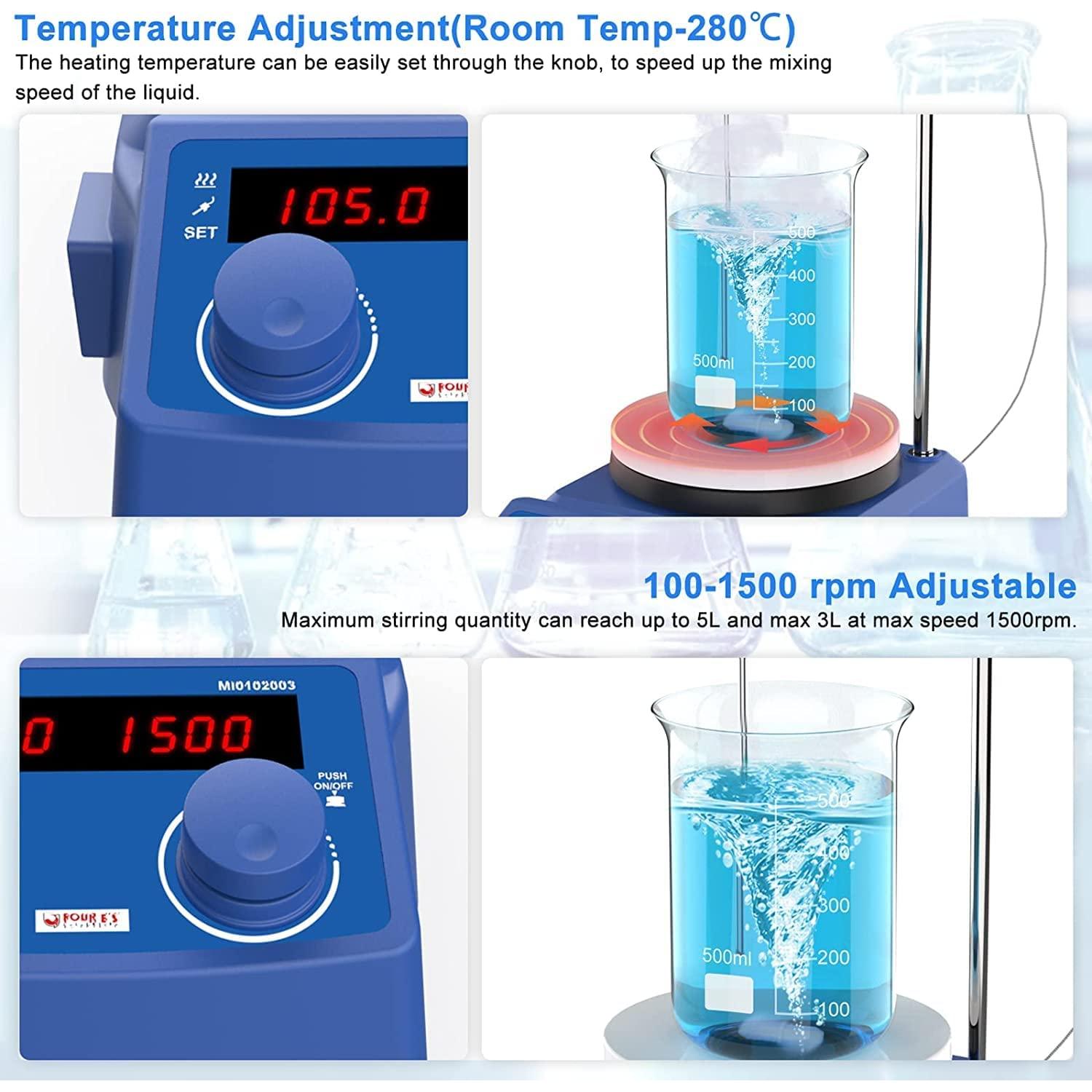 Placa Calentadora Magnética FOUR E'S 5" 280°C 5L Agitador