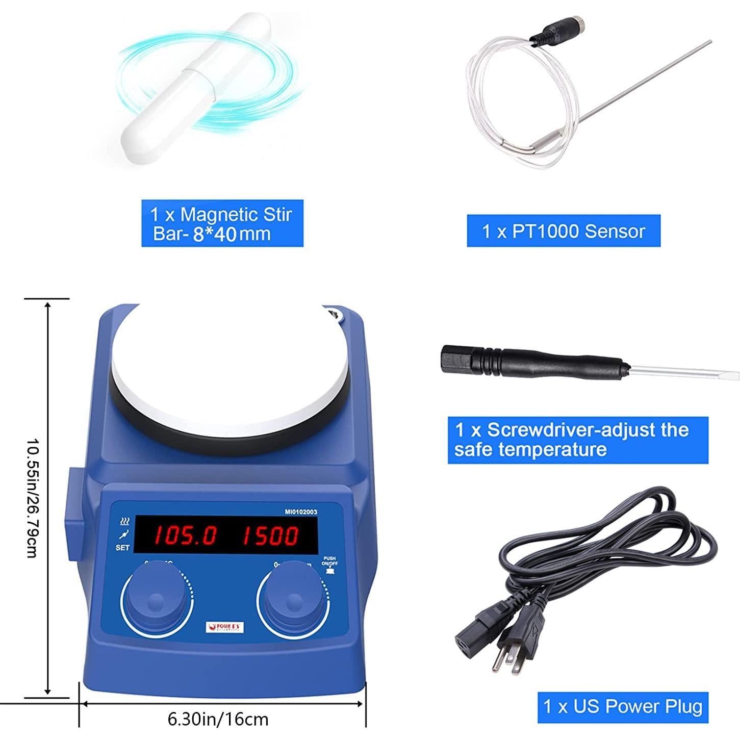 Placa Calentadora Magnética FOUR E'S 5" 280°C 5L Agitador