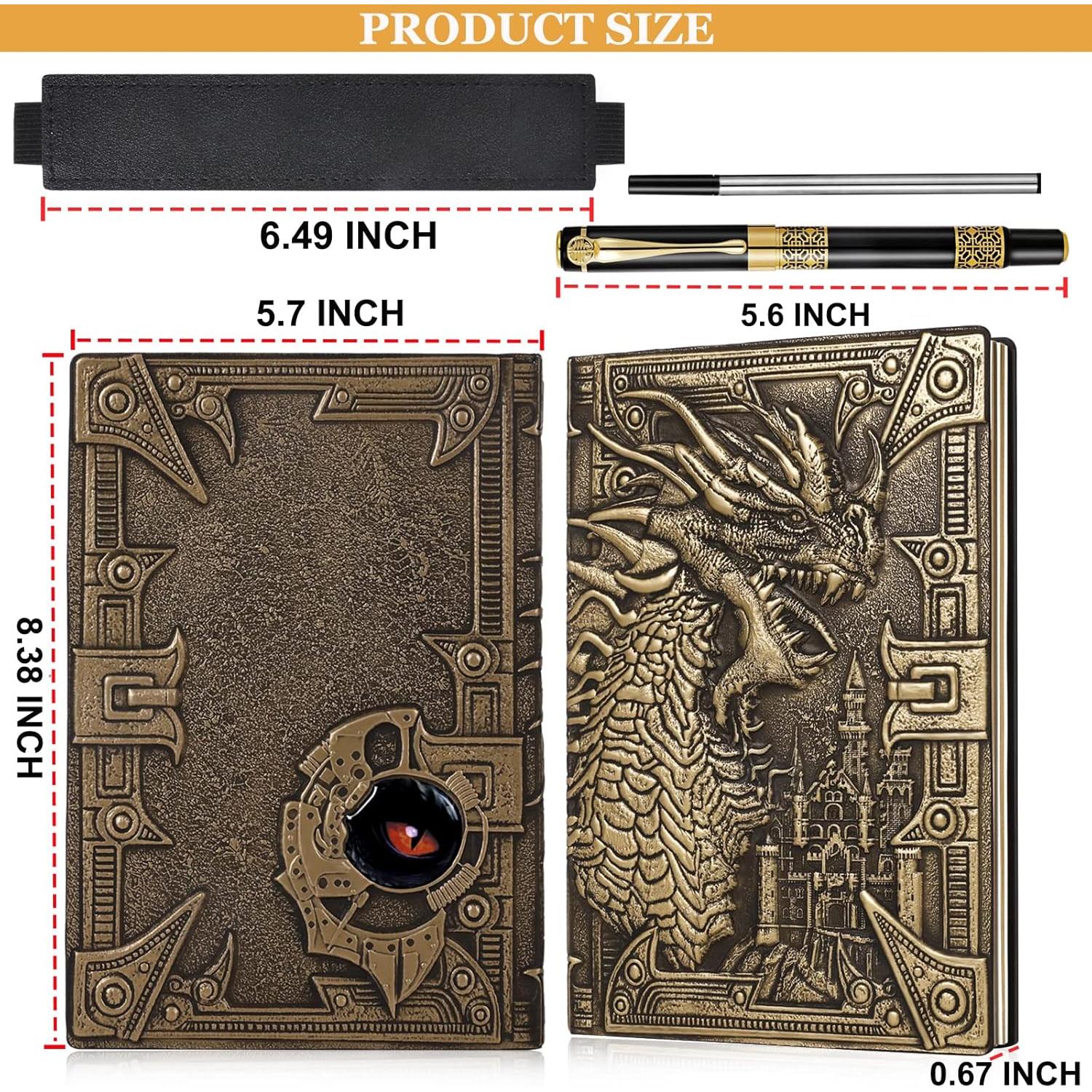 Cuaderno de Piel Dragón 3D JiaoJiRen A5 Vintage con Bolígrafo