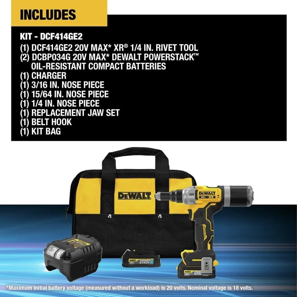 Herramienta de Remaches Inalámbrica DEWALT 20V MAX XR 1/4"