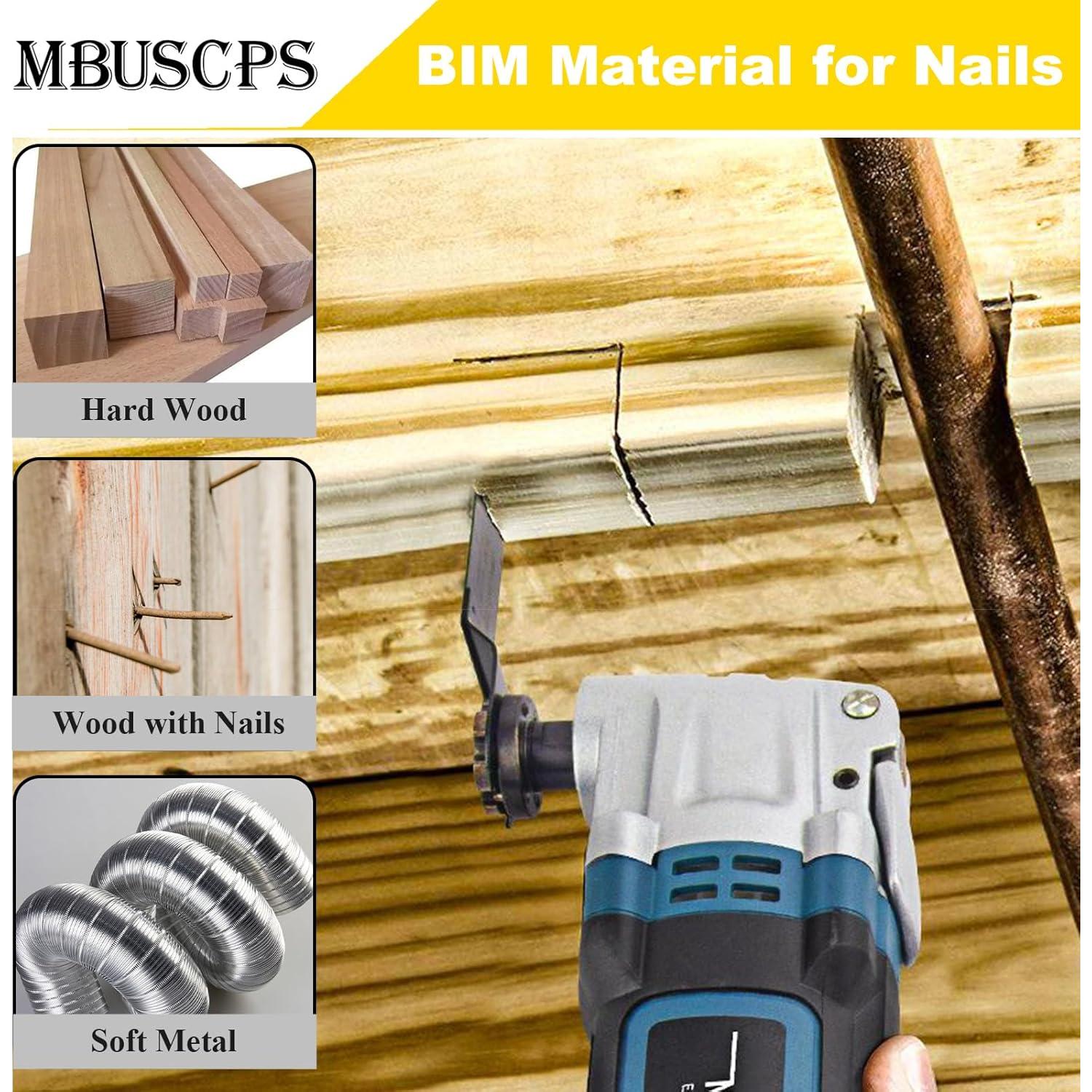 9pcs Extra Long Multi Tool Blades: Curved Edge Bi-Metal Oscillating Tool Blade for Metal, Japanese Tooth Blades for Wood, Fit Universal Oscillating Tools