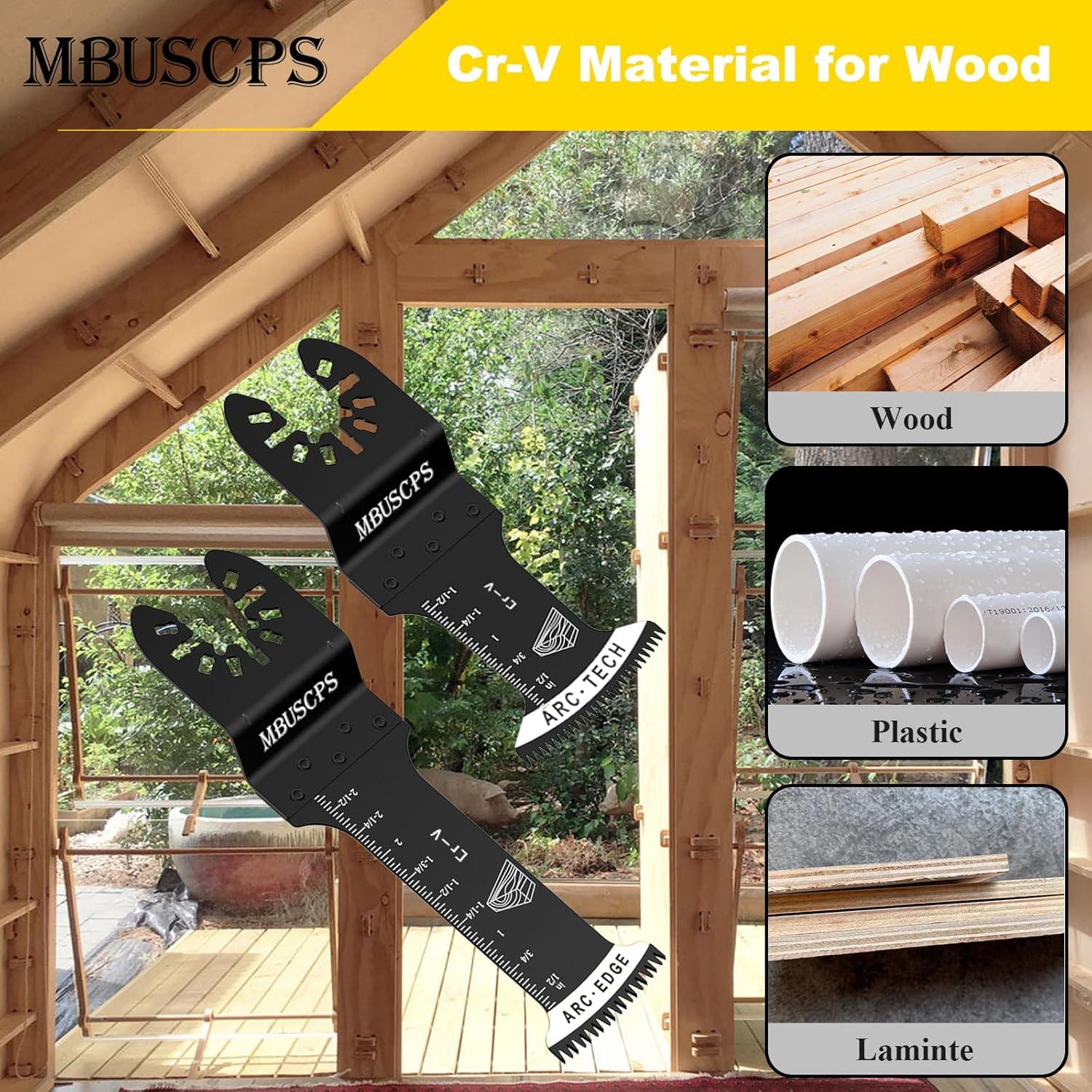 9pcs Extra Long Multi Tool Blades: Curved Edge Bi-Metal Oscillating Tool Blade for Metal, Japanese Tooth Blades for Wood, Fit Universal Oscillating Tools